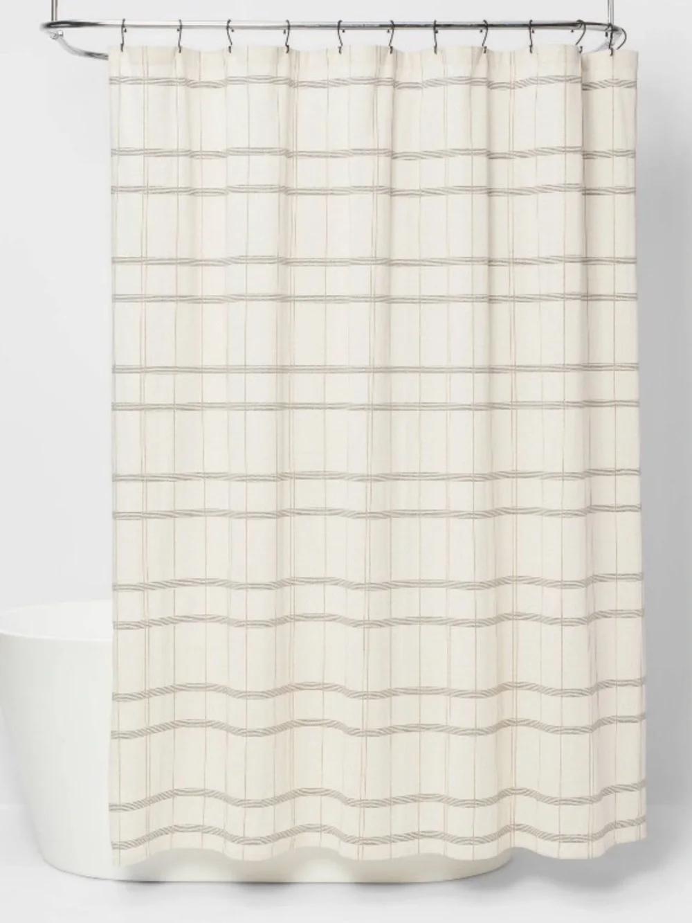 Woven dot plaid shower curtain
